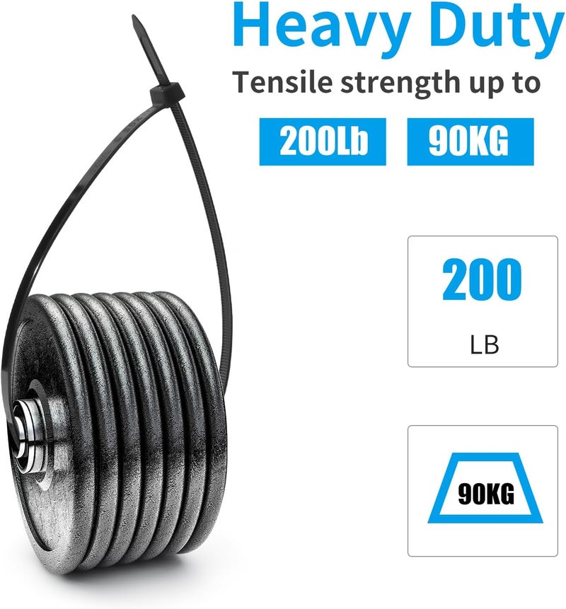 XINGO 22 inch Black Zip Ties Heavy Duty 100Pack, 200 LBS Ultra Strong Plastic Wire Ties, Large Cable Ties Extra Long Tie Wraps, Indoor and Outdoor UV Resistant - Image 4